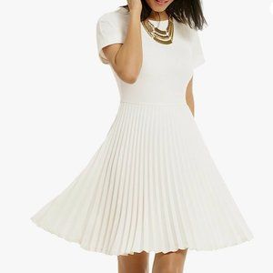 Amazon WOOSEA Women's Elegant Pleated Short Sleeves Cocktail Party Swing Dress